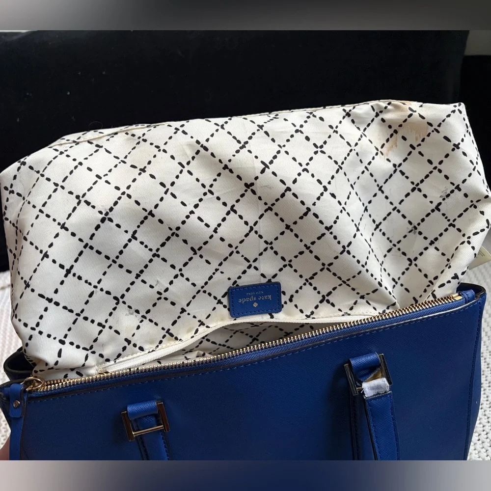 Kate Spade FLAWED Blue Saffiano Leather Newbury Lane Loden Large Bag
